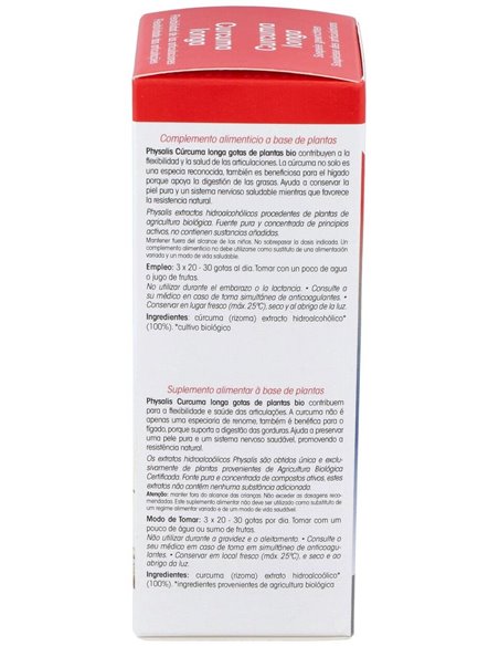 Curcuma Longa Extracto 100Ml. Bio de Physalis
