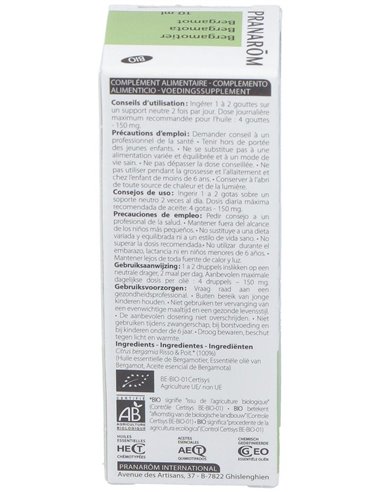 Bergamota Cascara Aceite Esencial Bio 10Ml. de Pranarom Aceites