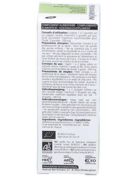 Niauli Hoja Aceite Esencial Bio 10Ml. de Pranarom Aceites