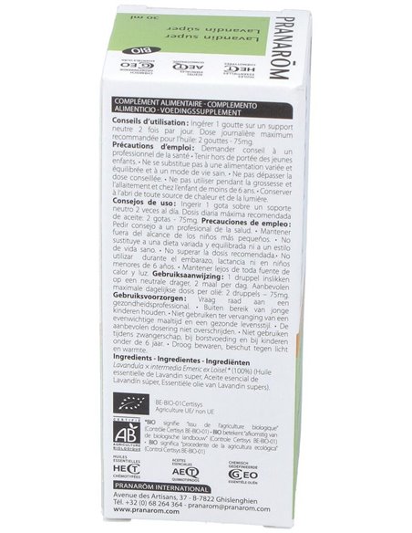 Lavandin Super Aceite Esencial Bio 30Ml. de Pranarom Aceites