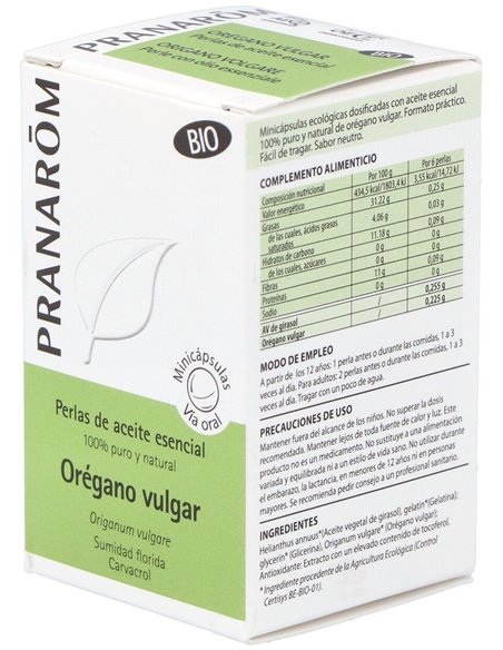 Oregano Vulgar Ac. Esencial En Perlas 60Perlas Bio de Pranarom Aceites