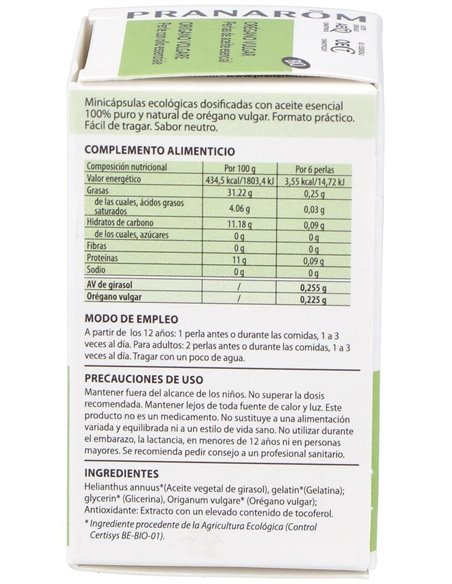 Oregano Vulgar Ac. Esencial En Perlas 60Perlas Bio de Pranarom Aceites
