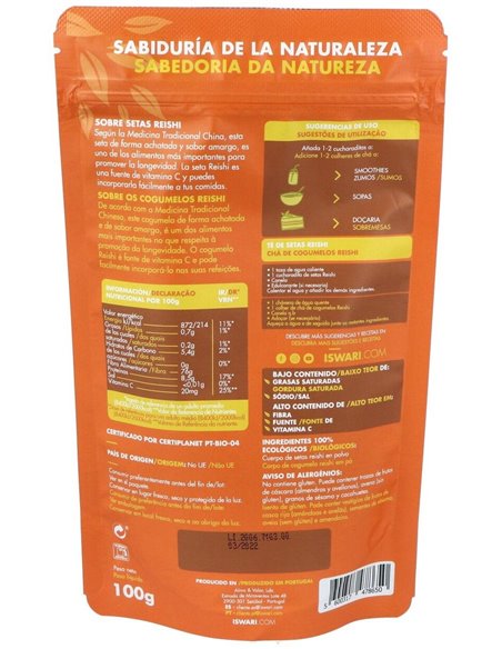 Setas Reishi Bio 100 Gr de Iswari