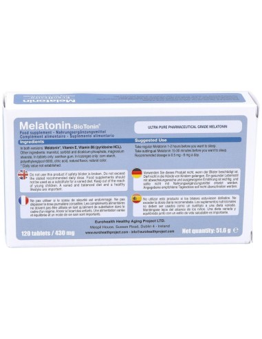 Melatonin Biotonin 1,9Mg.120Comp. Sub de Eurohealth