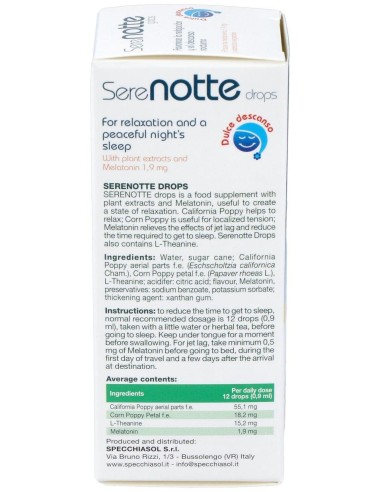 Melatonina 1,9Mg. (Serenotte) 50Ml. de Specchiasol