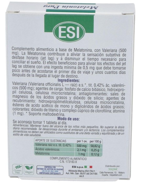 Melatonin Pura Activ 1Mg. 30Cap. de Trepatdiet-Esi