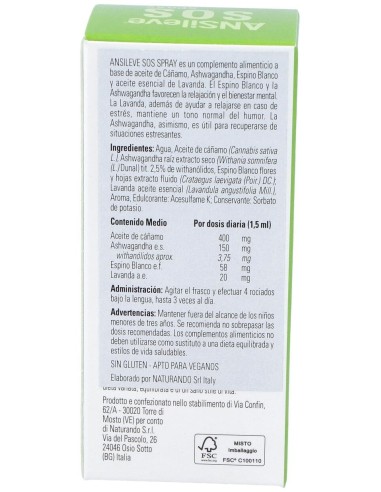 Ansileve Sos Spray 30Ml. Sg Vegan de Naturando
