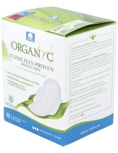 Compresas dia c/alas (bolsa ind) 100% algodón orgánico, 10ud de Organyc 2