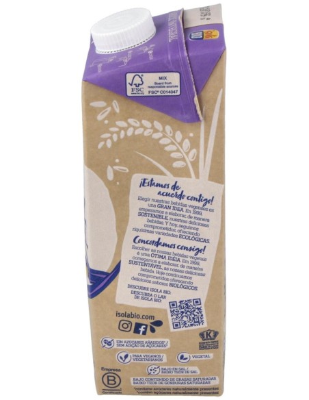 Bebida Vegetal De Arroz Integral 1Lt  S/A de Isola