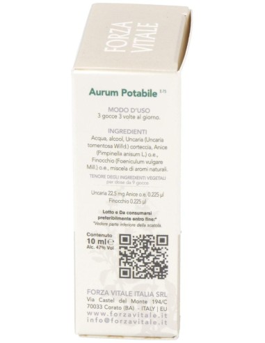 Aurum Potable (Oro) Metal Espagirico 10Ml. de Forza Vitale