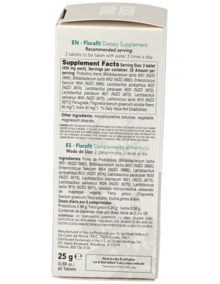 Florafit Probiotico  25Gr.Comprimidos de Forza Vitale
