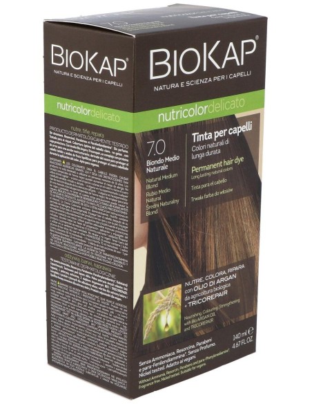 Tinte Rubio Medio Natural 140Ml. 7.0 Delicato de Biokap