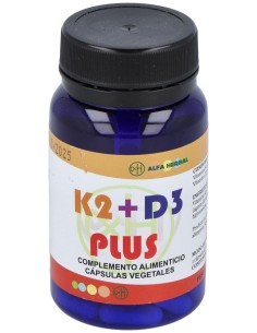 K2+D3 Plus 60Vcap. Vegan de Alfa Herbal 2