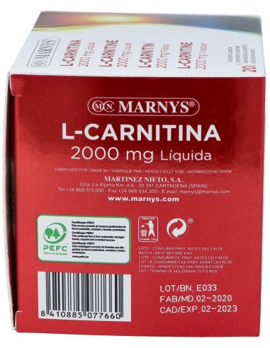 L-Carnitina 2000 Sabor Naranja 20Viales de Marnys