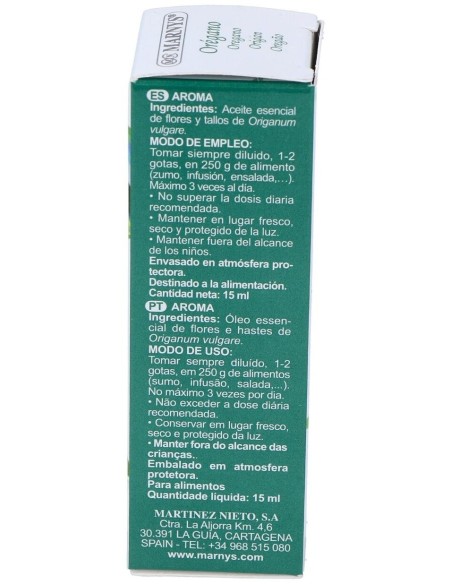 Oregano Aceite Esencial Alimentario 15Ml. de Marnys
