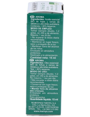 Tea Tree Aceite Esencial Alimentario 15Ml. Bio de Marnys