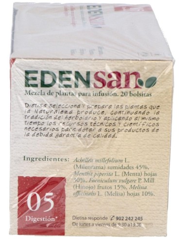 Edensan  Digestión 05  Envase 20 Filtros(20 Infusiones) de Edensan®