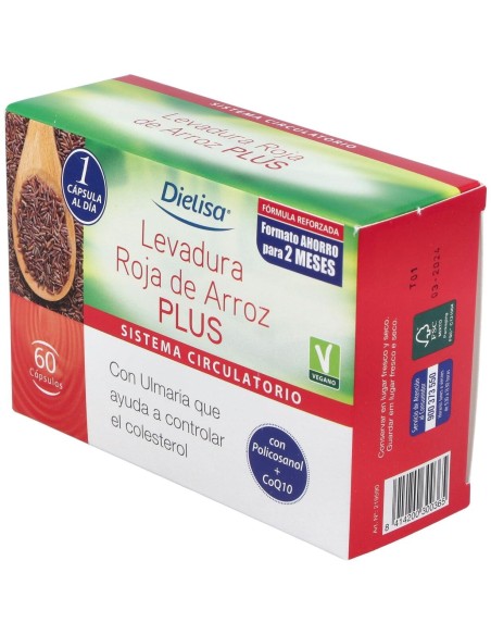 Dts Levadura Roja De Arroz Plus  60 Cápsulas  Envase 60 Cápsulas(60 Dias) de Dielisa®