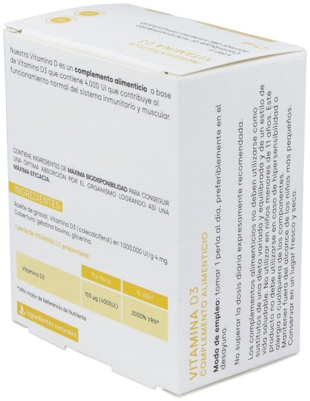 Vitamina D3 4000Ui 60Perlas de Fdb