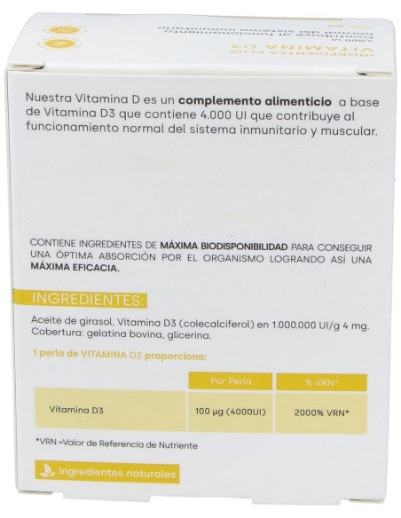 Vitamina D3 4000Ui 60Perlas de Fdb