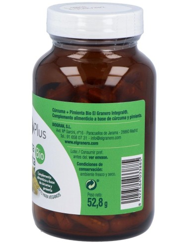 Curcuma Y Pimienta Bio 120Cap. de El Granero