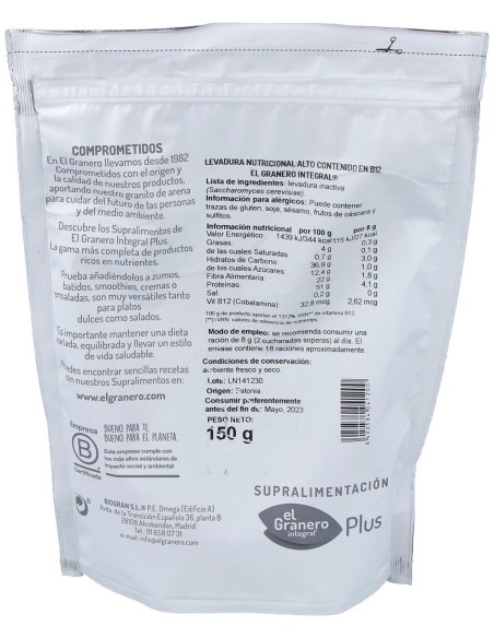 Levadura Nutricional Alto Contenido En B12 150Gr. de El Granero
