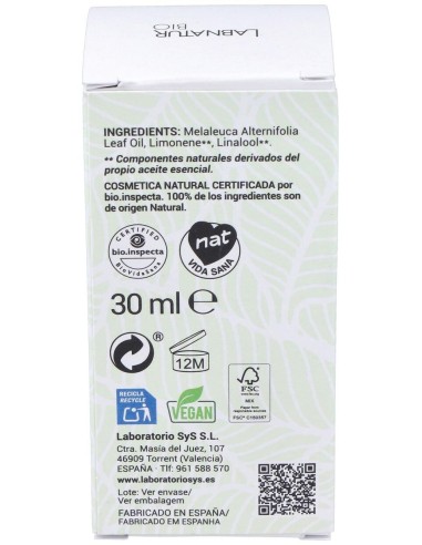 Arbol Del Te Aceite Esencial 30Ml. Bio de Labnatur Bio
