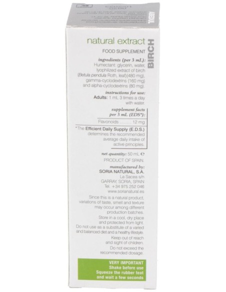 Ext. Abedul Xxi 50Ml. S/Al de Soria Natural