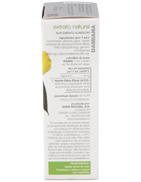 Ext. Damiana Xxi 50Ml. S/Al de Soria Natural
