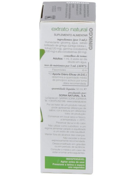 Ext. Ginkgo Biloba Xxi 50Ml. S/Al de Soria Natural