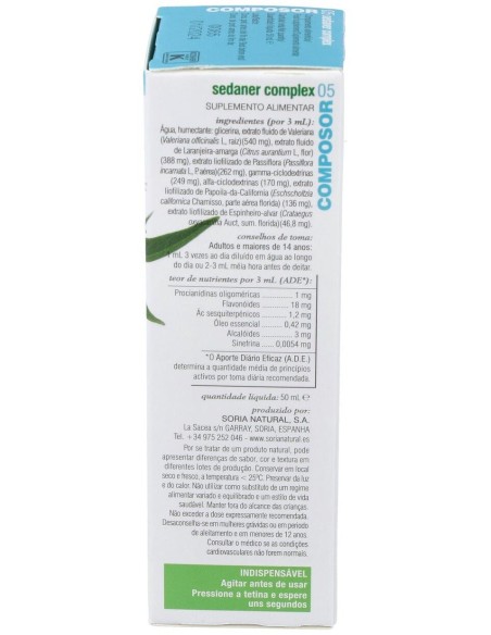Composor 05 Sedaner Complex Xxi 50Ml. de Soria Natural