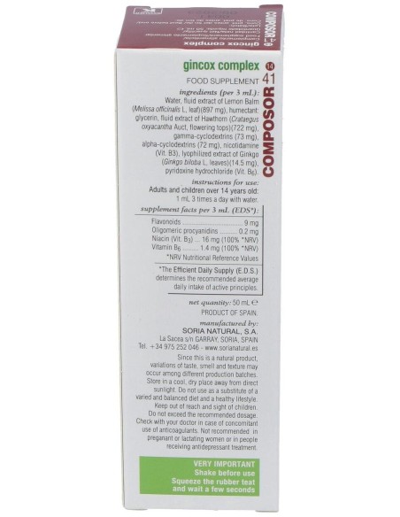 Composor 41 Gincox Complex Xxi 50Ml. de Soria Natural