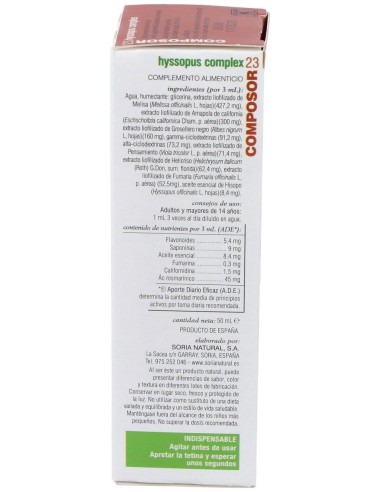 Composor 23 Hyssopus Complex Xxi 50Ml. de Soria Natural