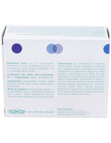Melatonina Extra Masticable 60Comp. de Sakai
