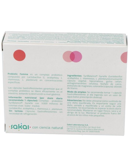 Probiotic Femme 30Cap. de Sakai