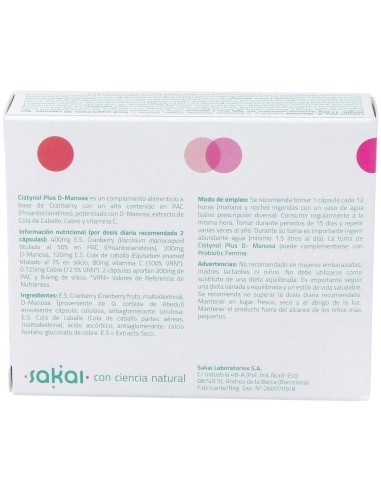 Cistynol Plus D-Manosa 30Cap. de Sakai