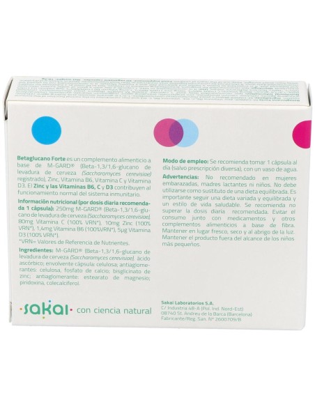 Betaglucano Forte 30Cap. de Sakai
