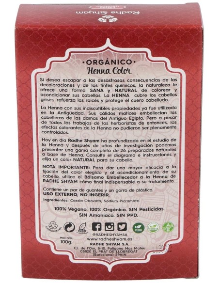 Henna Polvo Caoba Luminoso 100Gr. de Radhe Shyam