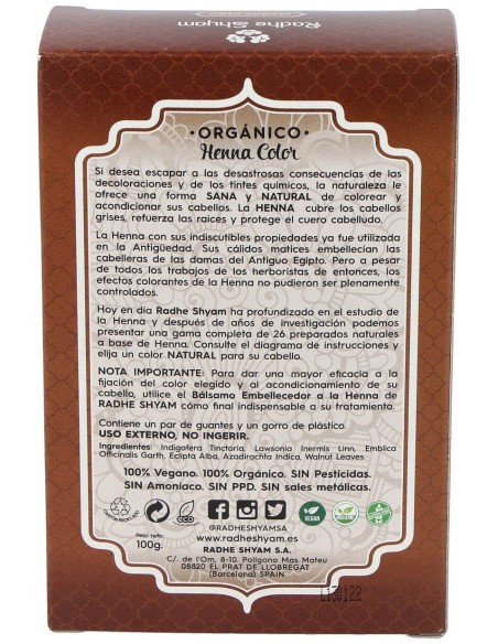 Henna Polvo Castaño Medio 100Gr. Eco de Radhe Shyam