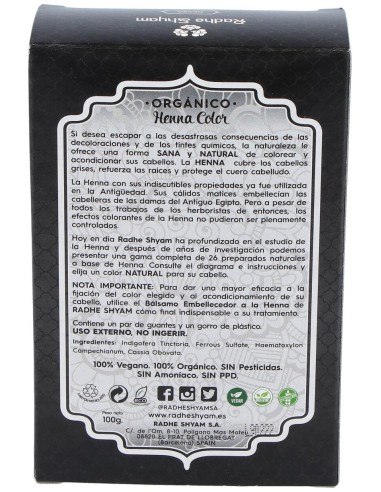 Henna Polvo Negro 100Gr. de Radhe Shyam