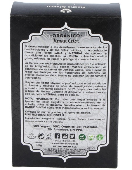 Henna Polvo Negro 100Gr. de Radhe Shyam