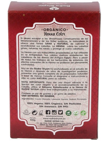 Henna Polvo Super Caoba Oscuro 100Gr. de Radhe Shyam