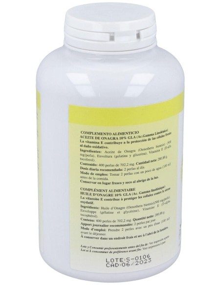 Onagrapol (Aceite de Onagra) 400 Perlas 700 Mg de Plantapol