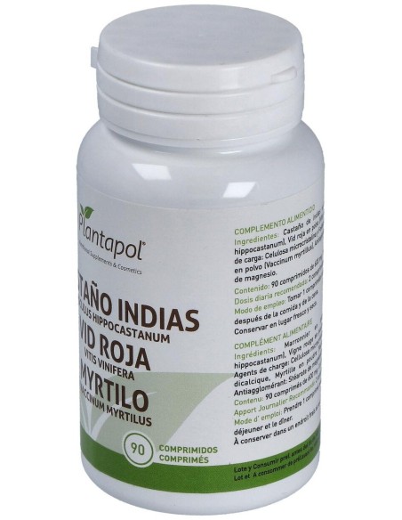 Castaño de Indias, Vid Roja y Myrtilo (90 Comprimidos 600 Mg)                                                     de Plantapol