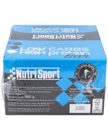 Low Carbs High Protein Choco-Galleta 16Barritas de Nutrisport