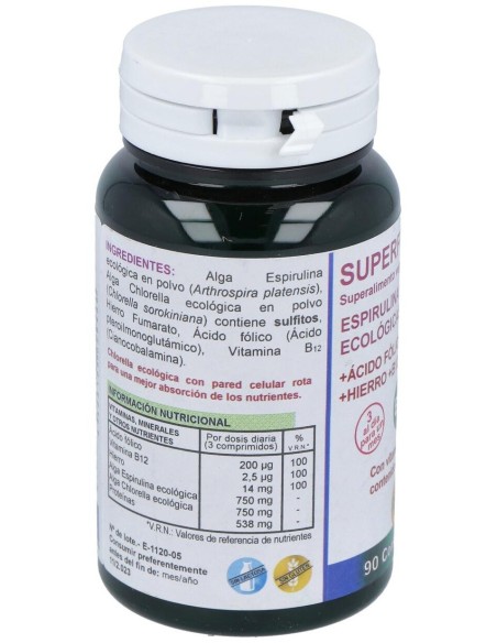 Espirulina + Chlorella Superalimentos Bio 90Comp. de Robis