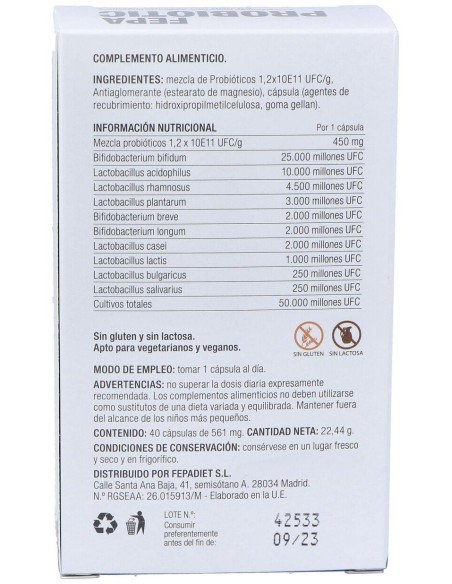 Fepa-Probiotic 40Cap. de Fepadiet