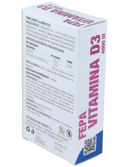 Fepa-Vitamina D3 4000Ui 60Cap. de Fepadiet