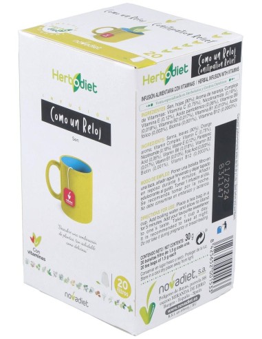Herbodiet Como Un Reloj Envase de 20 bolsitas filtro de 1,5 g. de Novadiet