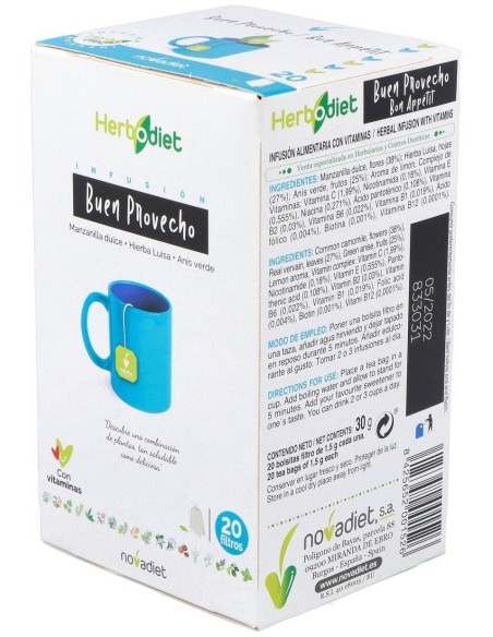 Herbodiet Buen Provecho Envase de 20 bolsitas filtro de 1,5 g. de Novadiet